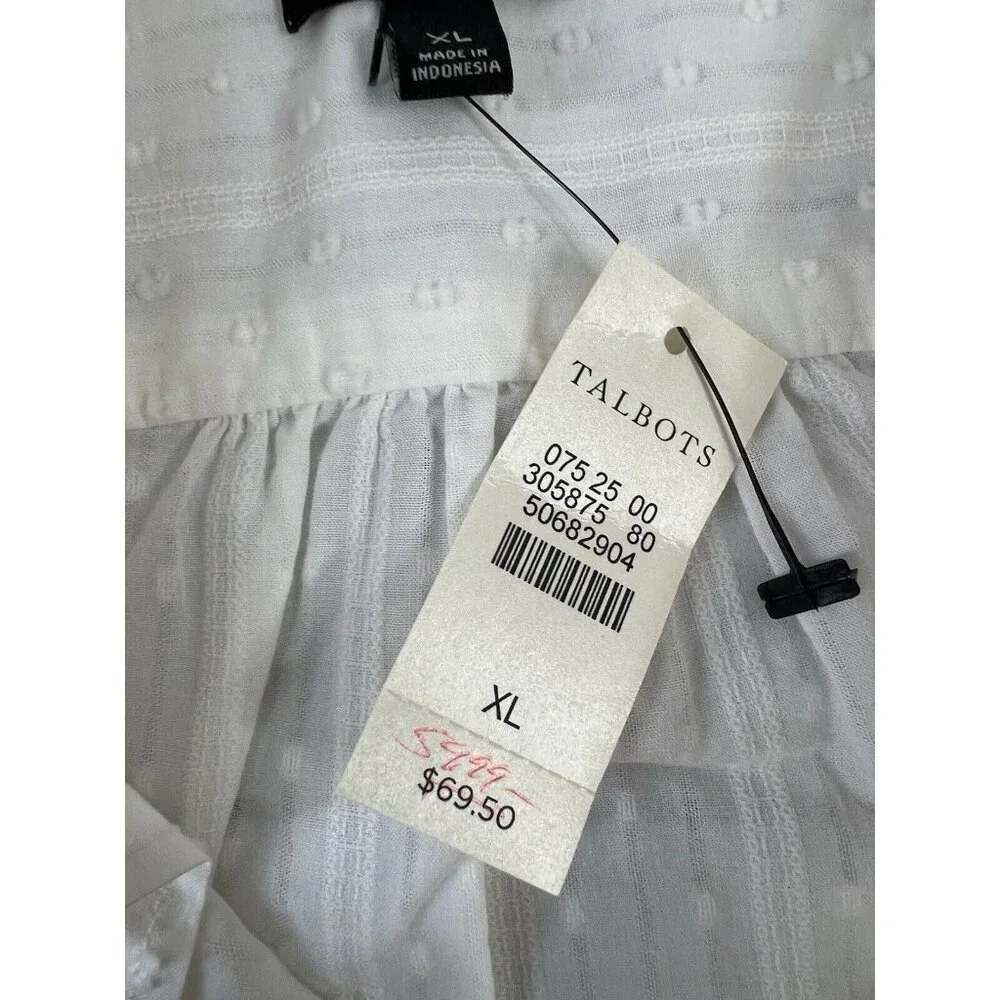 Talbots White Cotton Button Down Blouse Shirt Size XL Career Office Casual - Picture 12 of 14
